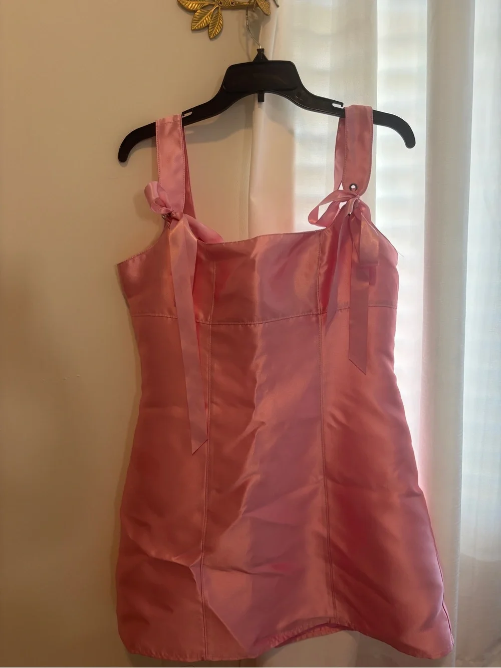 Dolls kill Pink Satin Tie-Strap Mini Dress